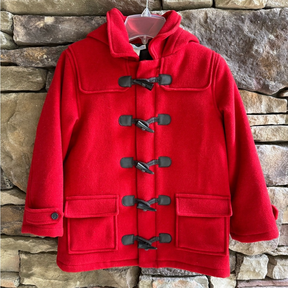 Janie and Jack kids red wool coat, size 6